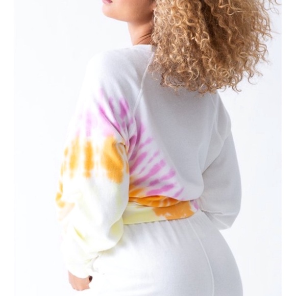 Electric & Rose Farrow White, Pink Orange & Yellow Tie Dye Pullover Sweatshirt - Picture 2 of 2